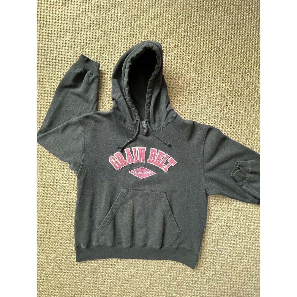 Vintage GRAIN BELT Beer Hoodie XS Gray Hooded Sweatshirt